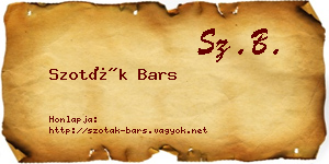 Szoták Bars névjegykártya